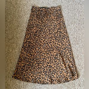 SOLD - Leopard print slip midi skirt